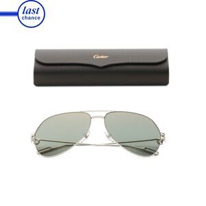 CARTIER Silver/green 60mm Designer Sunglasses